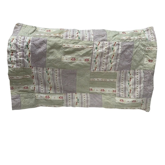 Traditions Pamela Kline Vintage green cream patchwork FLORAL lumbar pillow sham - Picture 4 of 4